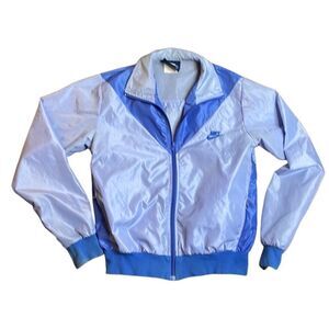 80s Vintage Nike Windbreaker Two Tone Blue Zip up Medium